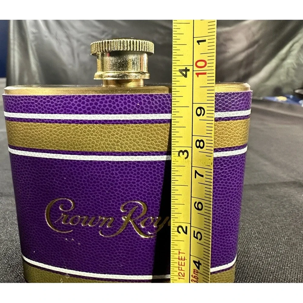 Crown Royal Flask Purple & Gold Collectors 6oz Stainless Steel Casual Business